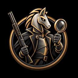 AuditChess mascot: an armored knight-piece detective holding a shotgun and a magnifying glass